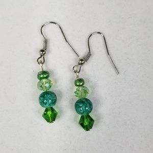 Green crystal dangle earrings
